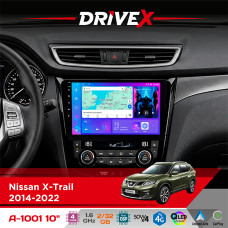Штатна магнітола для Nissan X-Trail 2014-2022 DriveX A-1001 10" Android 4-ядерний 2+32Гб 4x45W бездротовий CarPlay та AndroidAuto