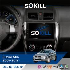 Штатна магнітола для Fiat Sedici 2006-2014 SoKill DELTA-900 9" Android 4-ядерний 2+64Гб 4x45W бездротовий CarPlay та AndroidAuto