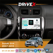 Штатна магнітола для Suzuki SX4 2007-2013 DriveX S7+ 2K QLED 9" Android 8-ядерний 2.7ГГц 8x128Гб SIM-картка 3G/4G AK7808 AB 4x50W 360° DSP AK7739 VELVET бездротовий CarPlay та AndroidAuto