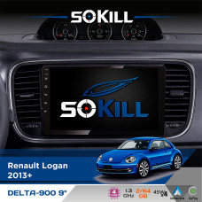 Штатна магнітола для Volkswagen Beetle 2011-2019 SoKill DELTA-900 9" Android 4-ядерний 2+64Гб 4x45W бездротовий CarPlay та AndroidAuto