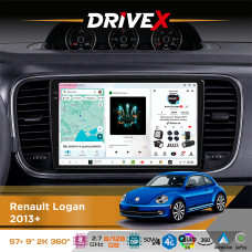 Штатна магнітола для Volkswagen Beetle 2011-2019 DriveX S7+ 2K QLED 9" Android 8-ядерний 2.7ГГц 8x128Гб SIM-картка 3G/4G AK7808 AB 4x50W 360° DSP AK7739 VELVET бездротовий CarPlay та AndroidAuto