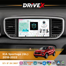 Штатна магнітола для KIA Sportage (QL) 2018-2022 DriveX S7+ 2K QLED 9" Android 8-ядерний 2.7ГГц 8x128Гб SIM-картка 3G/4G AK7808 AB 4x50W 360° DSP AK7739 VELVET бездротовий CarPlay та AndroidAuto