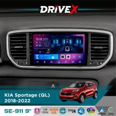Штатна магнітола для KIA Sportage (QL) 2018-2022 DriveX SE-911 4+64Гб QLED 9" Android 4-ядерний 4x50W(TDA7851) DSP бездротовий CarPlay та AndroidAuto