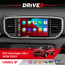Штатна магнітола для KIA Sportage (QL) 2018-2022 DriveX UN5 QLED 9" Android 4-ядерний 2+32Гб 4x45W бездротовий CarPlay та AndroidAuto