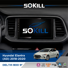 Штатна магнітола для Hyundai Elantra (AD) 2018-2020 SoKill DELTA-900 9" Android 4-ядерний 2+64Гб 4x45W бездротовий CarPlay та AndroidAuto