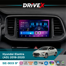 Штатна магнітола для Hyundai Elantra (AD) 2018-2020 DriveX SE-903 QLED 9" Android 8-ядерний 4+64Гб SIM-картка 3G/4G DSP 4x50W(TDA7851) бездротовий CarPlay та AndroidAuto