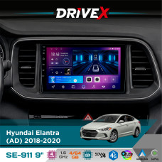Штатна магнітола для Hyundai Avante (AD) 2018-2020 DriveX SE-911 4+64Гб QLED 9" Android 4-ядерний 4x50W(TDA7851) DSP бездротовий CarPlay та AndroidAuto