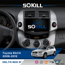 Штатна магнітола для Toyota RAV4 2006-2012 SoKill DELTA-900 9" Android 4-ядерний 2+64Гб 4x45W бездротовий CarPlay та AndroidAuto