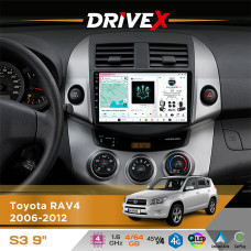 Штатна магнітола для Toyota RAV4 2006-2012 DriveX S3 QLED 9" Android 8-ядерний 1.6ГГц 4x64Гб SIM-картка 3G/4G 7388 4x45W ASP TM2313 бездротовий CarPlay та AndroidAuto