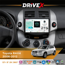 Штатна магнітола для Toyota RAV4 2006-2012 DriveX S7+ 2K QLED 9" Android 8-ядерний 2.7ГГц 8x128Гб SIM-картка 3G/4G AK7808 AB 4x50W 360° DSP AK7739 VELVET бездротовий CarPlay та AndroidAuto