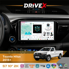 Штатна магнітола для Toyota Hilux 2015+ DriveX S7 2K QLED 10" Android 8-ядерний 2.7ГГц 6x64Гб SIM-картка 3G/4G AK7808 AB 4x50W DSP AK7739 VELVET бездротовий CarPlay та AndroidAuto