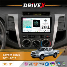Штатна магнітола для Toyota Fortuner 2011-2015 DriveX S3 QLED 9" Android 8-ядерний 1.6ГГц 4x64Гб SIM-картка 3G/4G 7388 4x45W ASP TM2313 бездротовий CarPlay та AndroidAuto