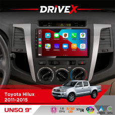 Штатна магнітола для Toyota Hilux 2011-2015 DriveX UN5 QLED 9" Android 4-ядерний 2+32Гб 4x45W бездротовий CarPlay та AndroidAuto