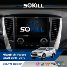 Штатна магнітола для Mitsubishi Pajero Sport 2015-2019 SoKill DELTA-900 9" Android 4-ядерний 2+64Гб 4x45W бездротовий CarPlay та AndroidAuto
