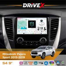 Штатна магнітола для Mitsubishi Pajero Sport 2015-2019 DriveX S4 QLED 9" Android 8-ядерний 1.6ГГц 4x64Гб SIM-картка 3G/4G TDA7851 4x50W DSP AK7604 бездротовий CarPlay та AndroidAuto
