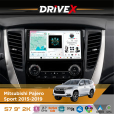 Штатна магнітола для Mitsubishi Pajero Sport 2015-2019 DriveX S7 2K QLED 9" Android 8-ядерний 2.7ГГц 6x64Гб SIM-картка 3G/4G AK7808 AB 4x50W DSP AK7739 VELVET бездротовий CarPlay та AndroidAuto