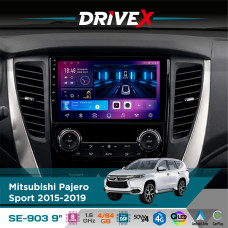 Штатна магнітола для Mitsubishi Pajero Sport 2015-2019 DriveX SE-903 QLED 9" Android 8-ядерний 4+64Гб SIM-картка 3G/4G DSP 4x50W(TDA7851) бездротовий CarPlay та AndroidAuto