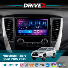 Штатна магнітола для Mitsubishi Pajero Sport 2015-2019 DriveX SE-911 4+64Гб QLED 9" Android 4-ядерний 4x50W(TDA7851) DSP бездротовий CarPlay та AndroidAuto