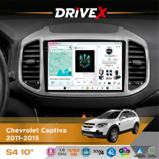 Штатна магнітола для Chevrolet Captiva (C140) 2011-2018 DriveX S4 QLED 10" Android 8-ядерний 1.6ГГц 4x64Гб SIM-картка 3G/4G TDA7851 4x50W DSP AK7604 бездротовий CarPlay та AndroidAuto