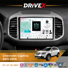 Штатна магнітола для Chevrolet Captiva (C140) 2011-2018 DriveX S7+ 2K QLED 10" Android 8-ядерний 2.7ГГц 8x128Гб SIM-картка 3G/4G AK7808 AB 4x50W 360° DSP AK7739 VELVET бездротовий CarPlay та AndroidAuto