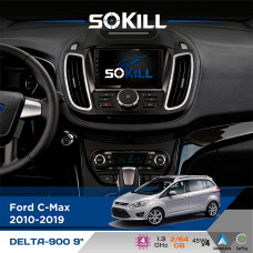Штатна магнітола для Ford Kuga 2013-2019 SoKill DELTA-900 9" Android 4-ядерний 2+64Гб 4x45W бездротовий CarPlay та AndroidAuto