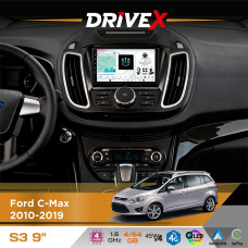 Штатна магнітола для Ford C-Max 2010-2019 DriveX S3 QLED 9" Android 8-ядерний 1.6ГГц 4x64Гб SIM-картка 3G/4G 7388 4x45W ASP TM2313 бездротовий CarPlay та AndroidAuto