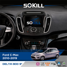 Штатна магнітола для Ford Escape 2012-2019 SoKill DELTA-900 9" Android 4-ядерний 2+64Гб 4x45W бездротовий CarPlay та AndroidAuto