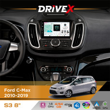 Штатна магнітола для Ford Escape 2012-2019 DriveX S3 QLED 8" з фізичними кнопками Android 8-ядерний 1.6ГГц 4x64Гб SIM-картка 3G/4G 7388 45W ASP TM2313 бездротовий CarPlay та AndroidAuto