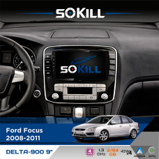 Штатна магнітола для Ford C-Max 2008-2010 SoKill DELTA-900 9" Android 4-ядерний 2+64Гб 4x45W бездротовий CarPlay та AndroidAuto