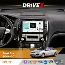 Штатна магнітола для Ford C-Max 2008-2010 DriveX S3 QLED 9" Android 8-ядерний 1.6ГГц 4x64Гб SIM-картка 3G/4G 7388 4x45W ASP TM2313 бездротовий CarPlay та AndroidAuto