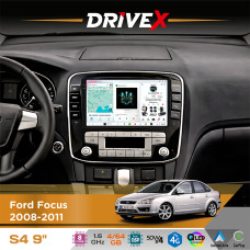 Штатна магнітола для Ford Kuga 2008-2012 DriveX S4 QLED 9" Android 8-ядерний 1.6ГГц 4x64Гб SIM-картка 3G/4G TDA7851 4x50W DSP AK7604 бездротовий CarPlay та AndroidAuto