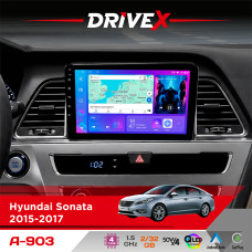 Штатна магнітола для Hyundai Sonata 2015-2017 DriveX A-903 QLED 9" Android 4-ядерний 2+32Гб 4x50W(TDA7851) бездротовий CarPlay та AndroidAuto
