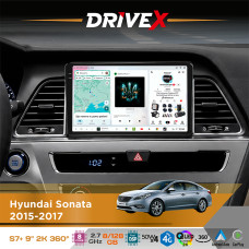 Штатна магнітола для Hyundai Sonata 2015-2017 DriveX S7+ 2K QLED 9" Android 8-ядерний 2.7ГГц 8x128Гб SIM-картка 3G/4G AK7808 AB 4x50W 360° DSP AK7739 VELVET бездротовий CarPlay та AndroidAuto