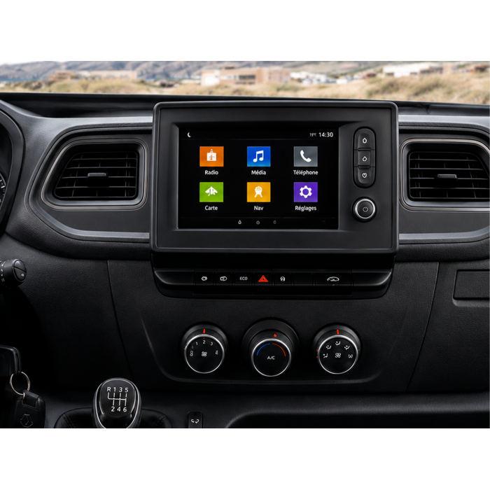 Штатна магнітола для Renault Master 2019-2024 DriveX S7+ 2K QLED 9" Android 8-ядерний 2.7ГГц 8x128Гб SIM-картка 3G/4G AK7808 AB 4x50W 360° DSP AK7739 VELVET бездротовий CarPlay та AndroidAuto