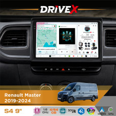 Штатна магнітола для Nissan NV400 2020-2021 DriveX S4 QLED 9" Android 8-ядерний 1.6ГГц 4x64Гб SIM-картка 3G/4G TDA7851 4x50W DSP AK7604 бездротовий CarPlay та AndroidAuto