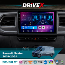 Штатна магнітола для Renault Master 2019-2024 DriveX SE-911 4+64Гб QLED 9" Android 4-ядерний 4x50W(TDA7851) DSP бездротовий CarPlay та AndroidAuto