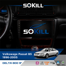Штатна магнітола для Volkswagen Passat B5 1996-2005 SoKill DELTA-900 9" Android 4-ядерний 2+64Гб 4x45W бездротовий CarPlay та AndroidAuto