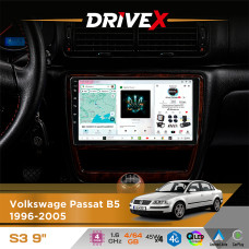 Штатна магнітола для Volkswagen Passat B5 1996-2005 DriveX S3 QLED 9" Android 8-ядерний 1.6ГГц 4x64Гб SIM-картка 3G/4G 7388 4x45W ASP TM2313 бездротовий CarPlay та AndroidAuto