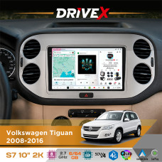 Штатна магнітола для Volkswagen Tiguan 2008-2016 DriveX S7 2K QLED 10" Android 8-ядерний 2.7ГГц 6x64Гб SIM-картка 3G/4G AK7808 AB 4x50W DSP AK7739 VELVET бездротовий CarPlay та AndroidAuto