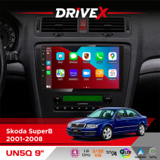 Штатна магнітола для Skoda SuperB 2001-2008 DriveX UN5 QLED 9" Android 4-ядерний 2+32Гб 4x45W бездротовий CarPlay та AndroidAuto