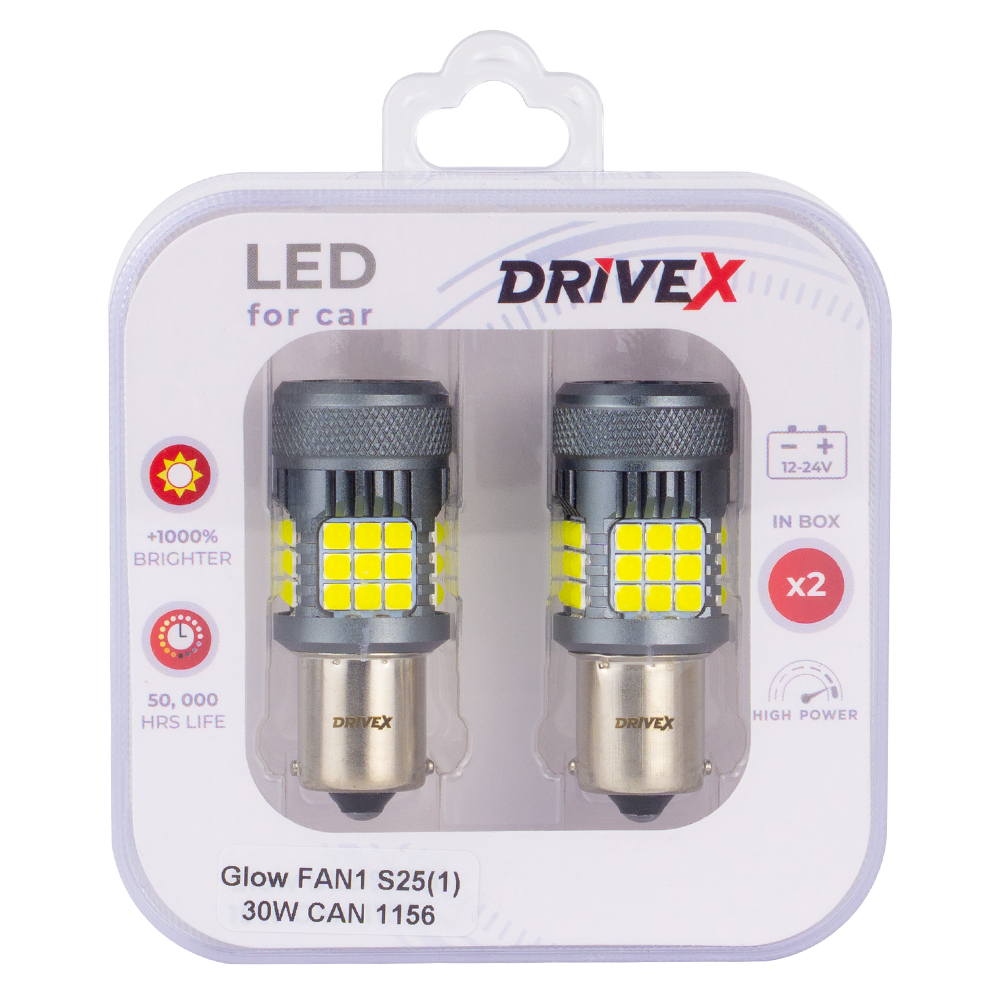 Glow FAN1 S25(1) 9-48V 30W CAN 3000Lm 1156/P21W BA15S d-15mm к-т.
