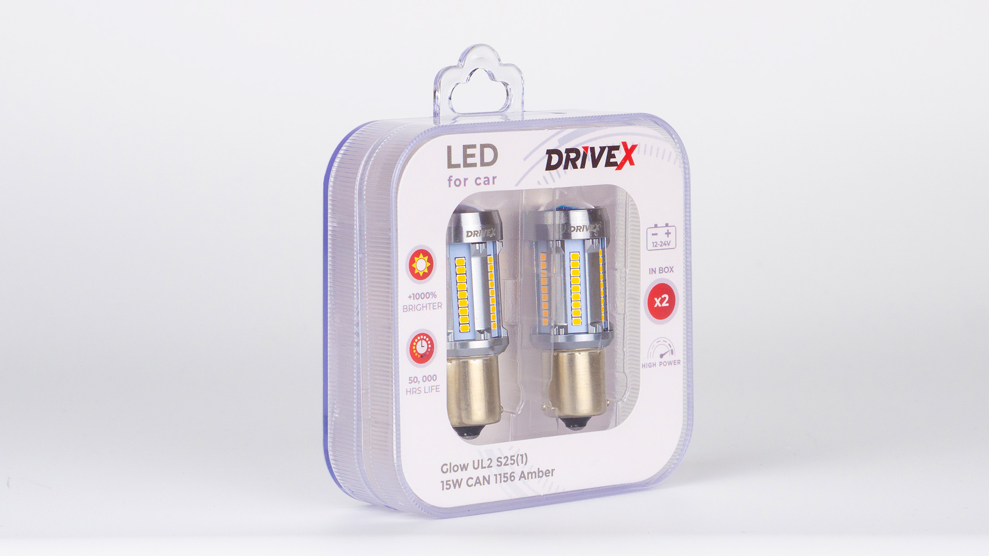 Glow UL2 S25(1) Amber 12V 15W CAN 2600Lm 1156/P21W BA15S d-15mm к-т.
