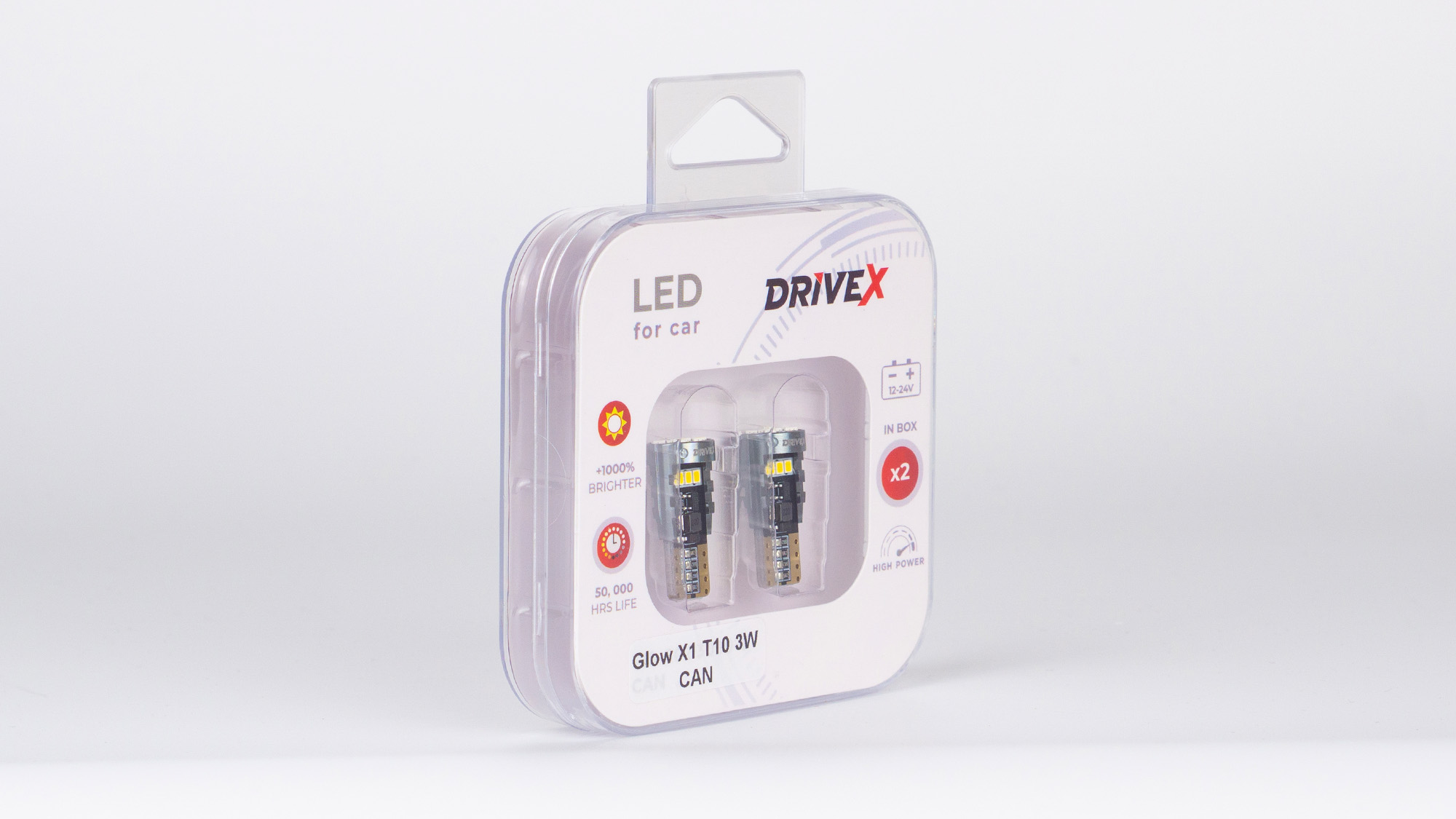 Glow X1 T10 12-24V 3W CAN 400Lm W5W base-10mm к-т.