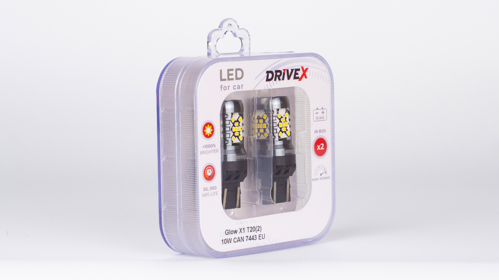 Glow X1 T20(2) 12-24V 10W CAN 1200Lm 7443/W21/5W base-16mm EU к-т.
