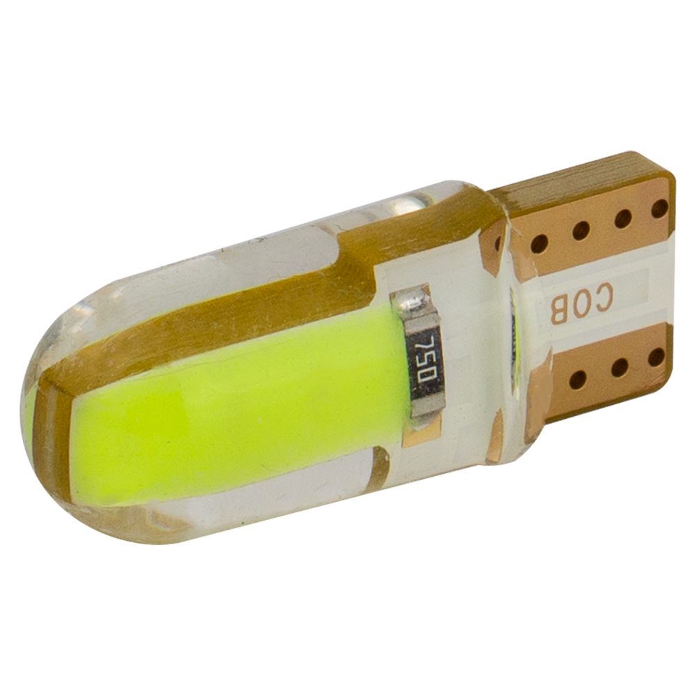 T10-035 Green COB 0.8W 60Lm 12V W5W base-10mm C